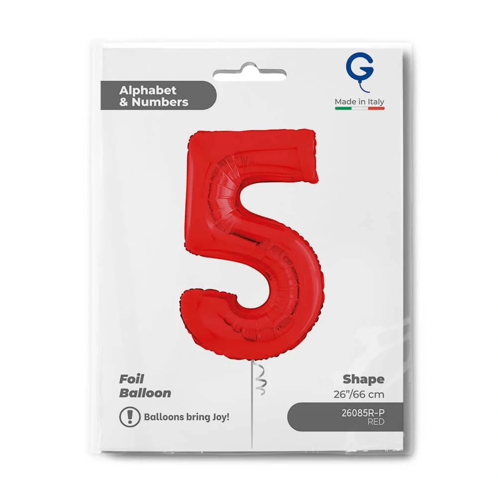 Fóliová číslice Červená 5 - 66 cm