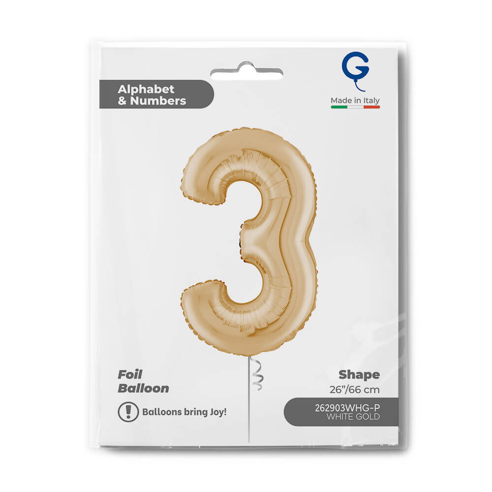 Fóliová číslice světle zlatá 3 - 66 cm