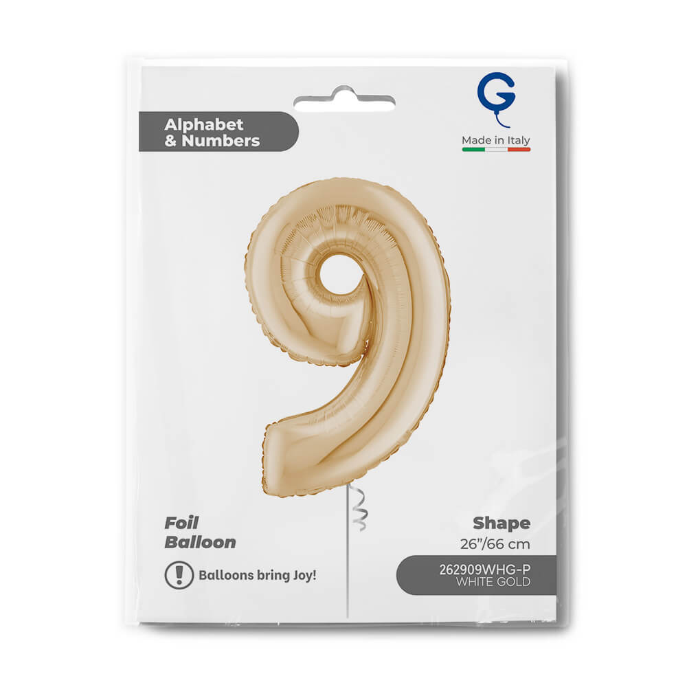 Fóliová číslice světle zlatá 9 - 66 cm
