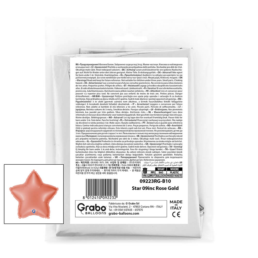 Fóliový balónek Hvězda rose gold 22 cm
