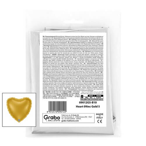 Fóliový balónek zlaté Srdce 22 cm