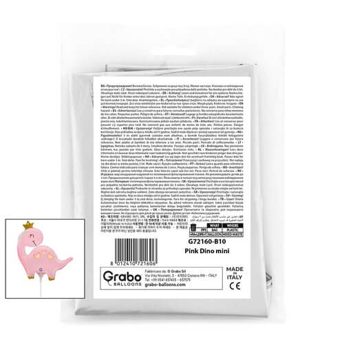 Fóliový balónek MINI Dinosaur růžový 35 cm