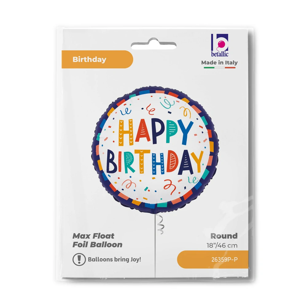 Fóliový balónek kruh konfety HB 18 46 cm
