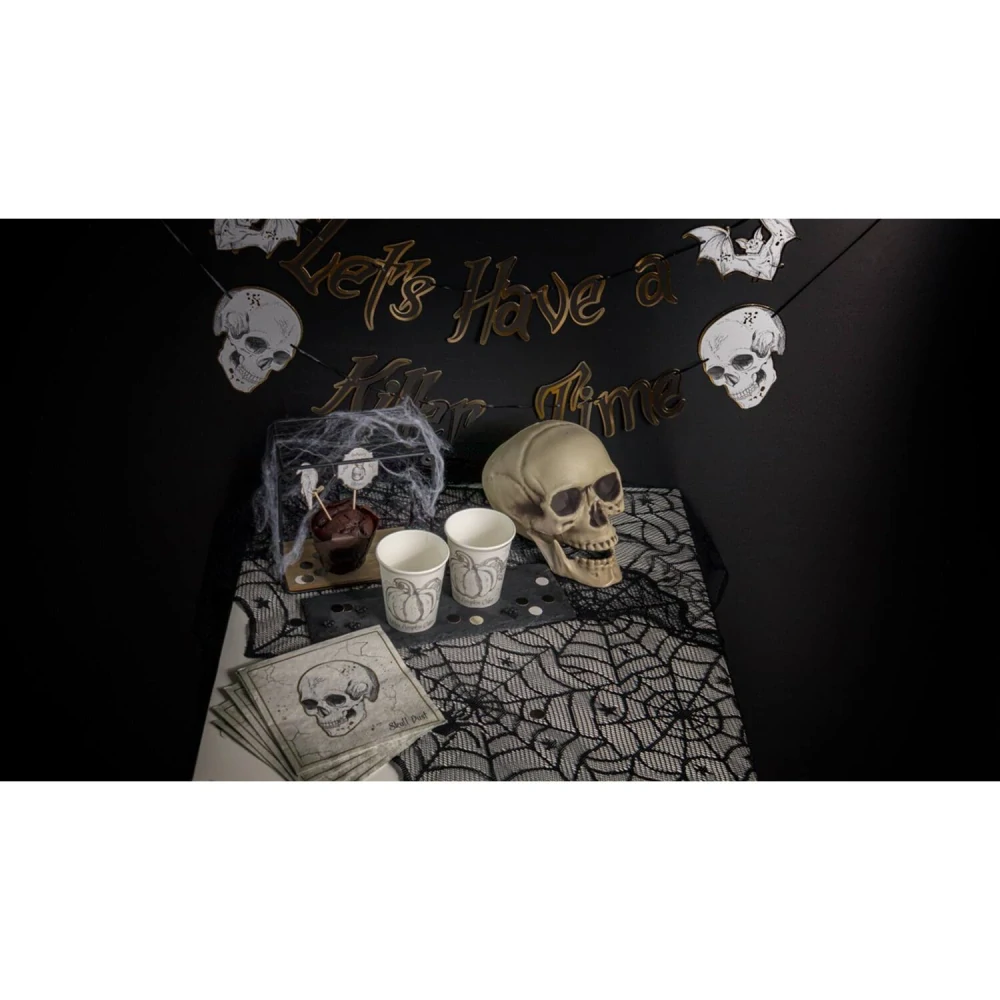 Stolová šerpa černá Halloweenská pavučina