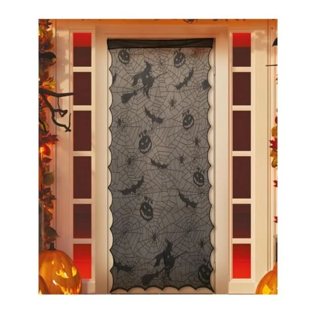 Halloweenská dekorace na dveře pavučina