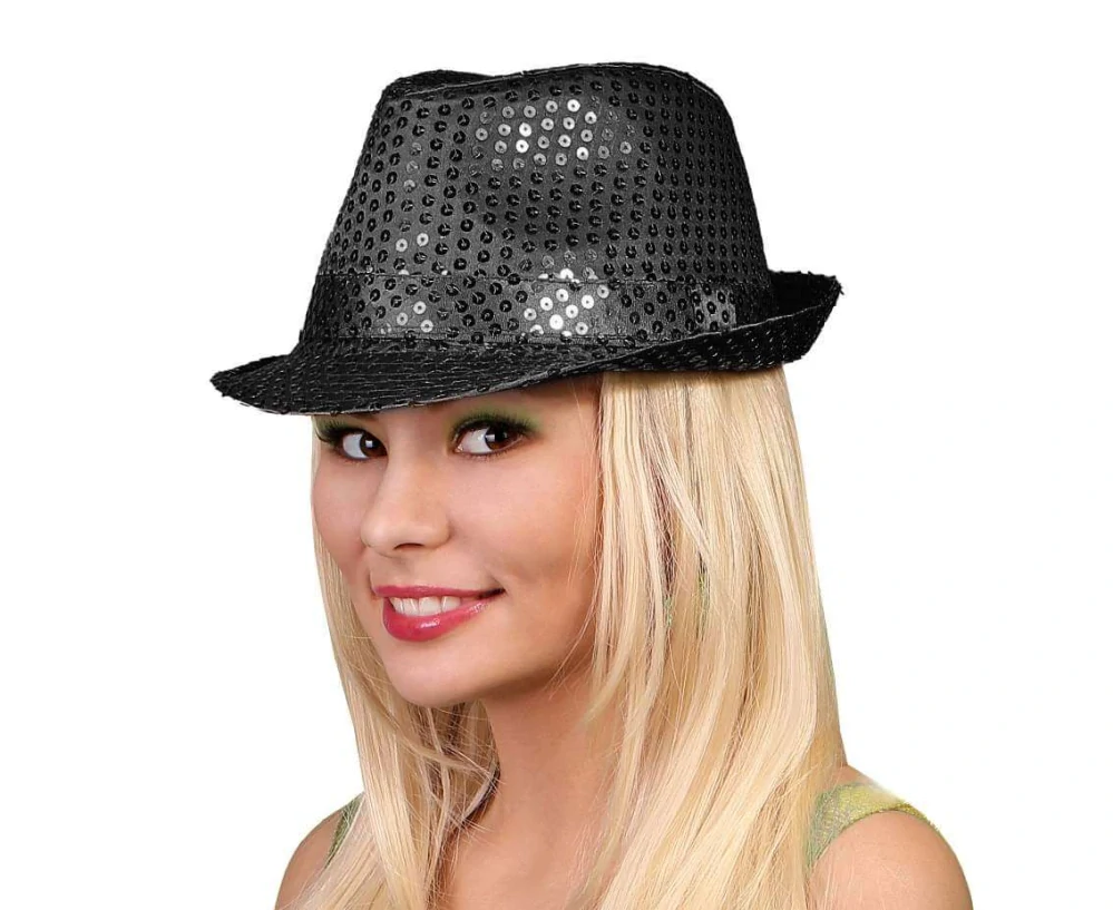 Klobouk s glitry černý