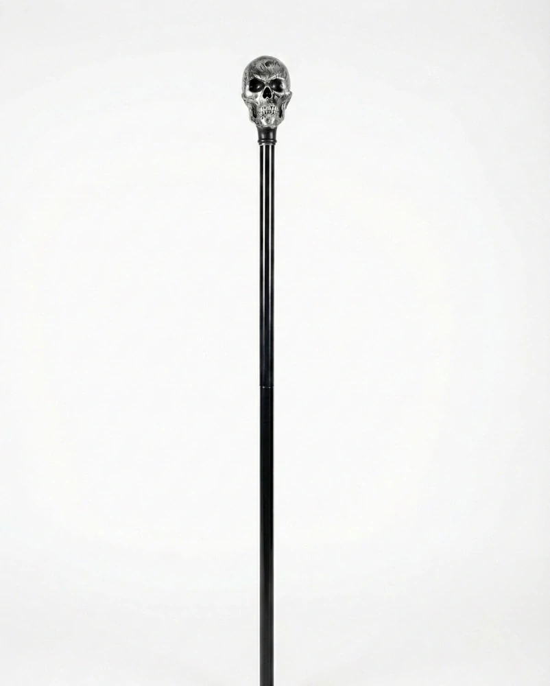 Hůl s lebkou stříbrná 107 cm