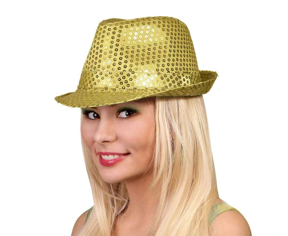 Klobouk s glitry zlatý
