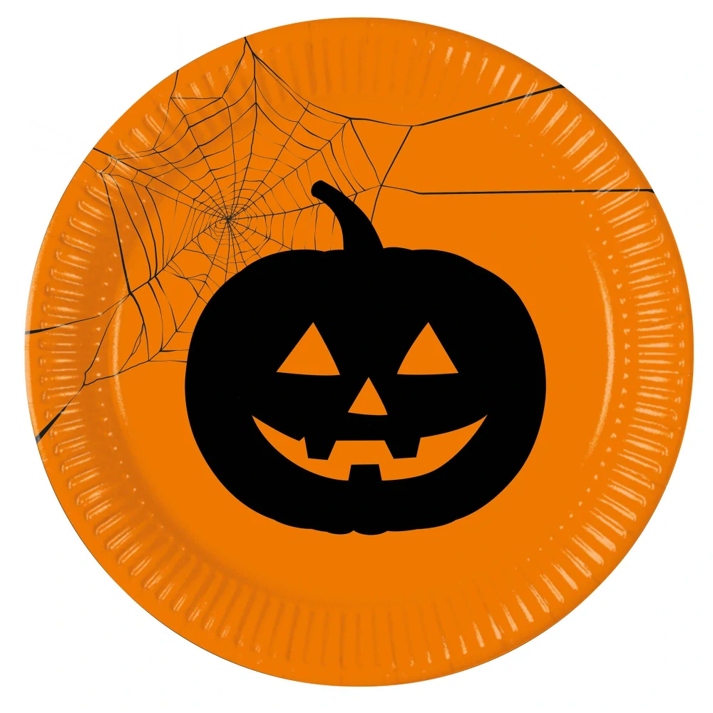 Papírové talíře Halloween dýně 23 cm - 8 ks