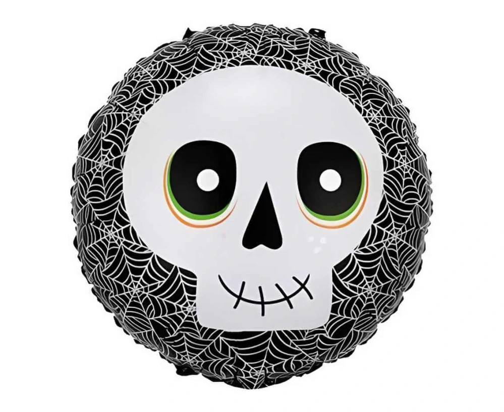Fóliový balónek oboustranný Halloween Lebka a pavučina 46 cm