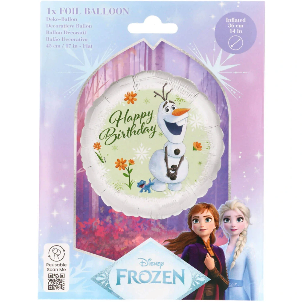 Fóliový balonek Frozen Olaf Happy Birthday kruh 45 cm
