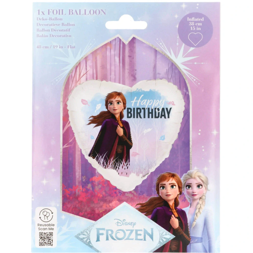 Fóliový balonek Frozen Anna Happy Birthday srdce 45 cm