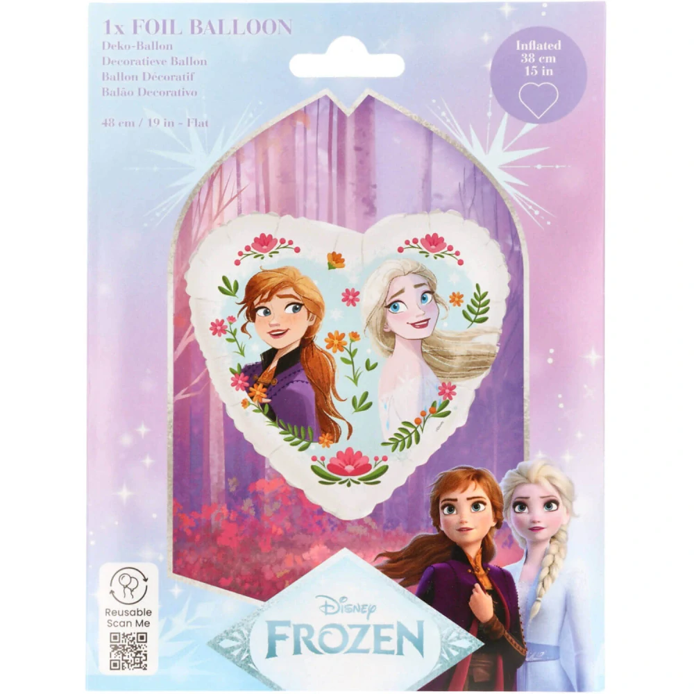 Fóliový balonek Frozen Anna a Elsa srdce 45 cm