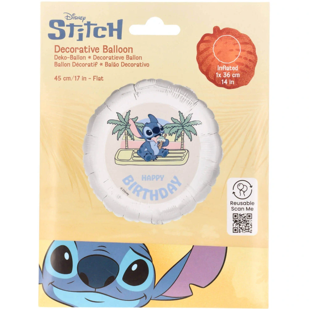 Fóliový balonek Stitch Ice Cream Happy Birthday kruh 45 cm