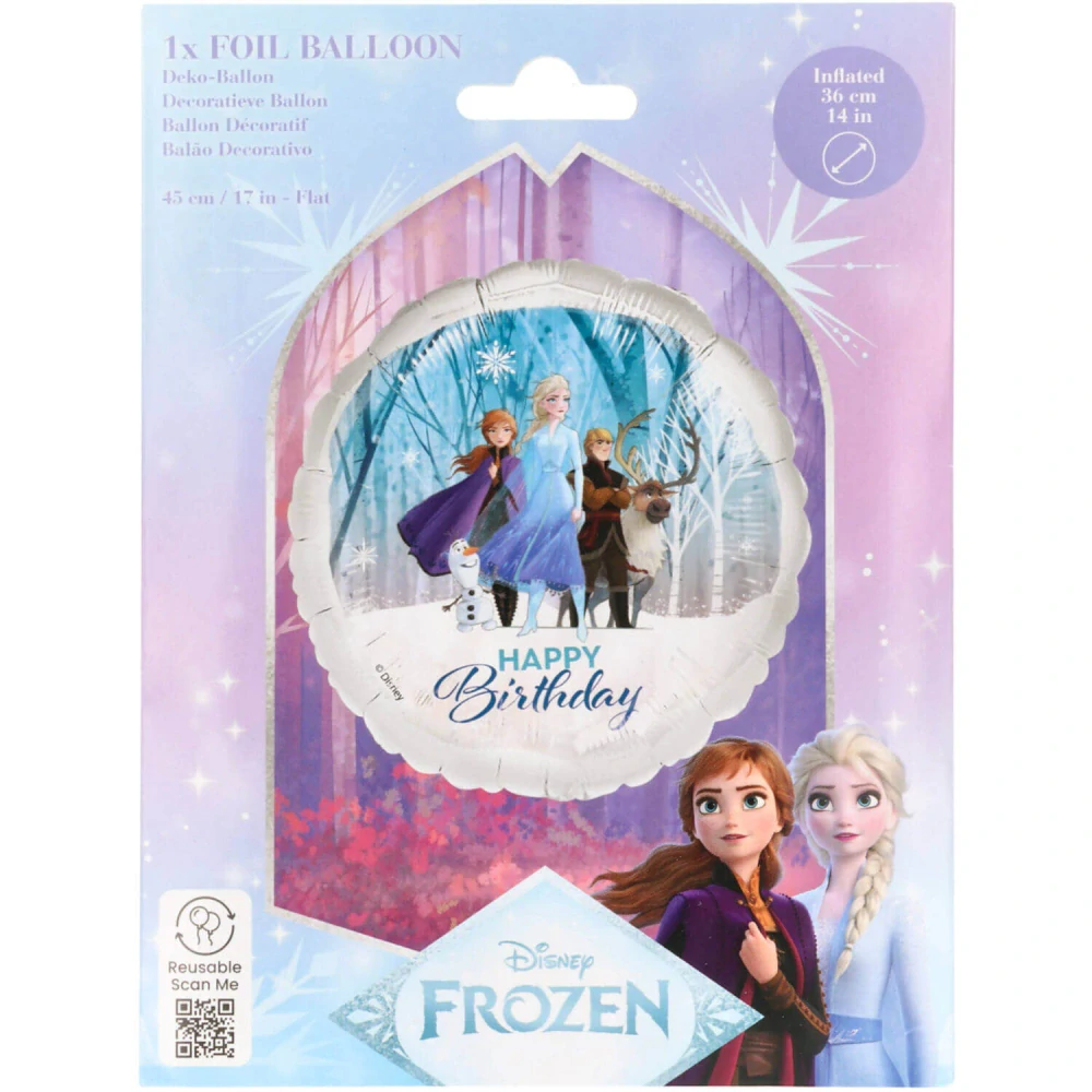 Fóliový balónek Frozen 2 Happy Birthday kruh 45 cm