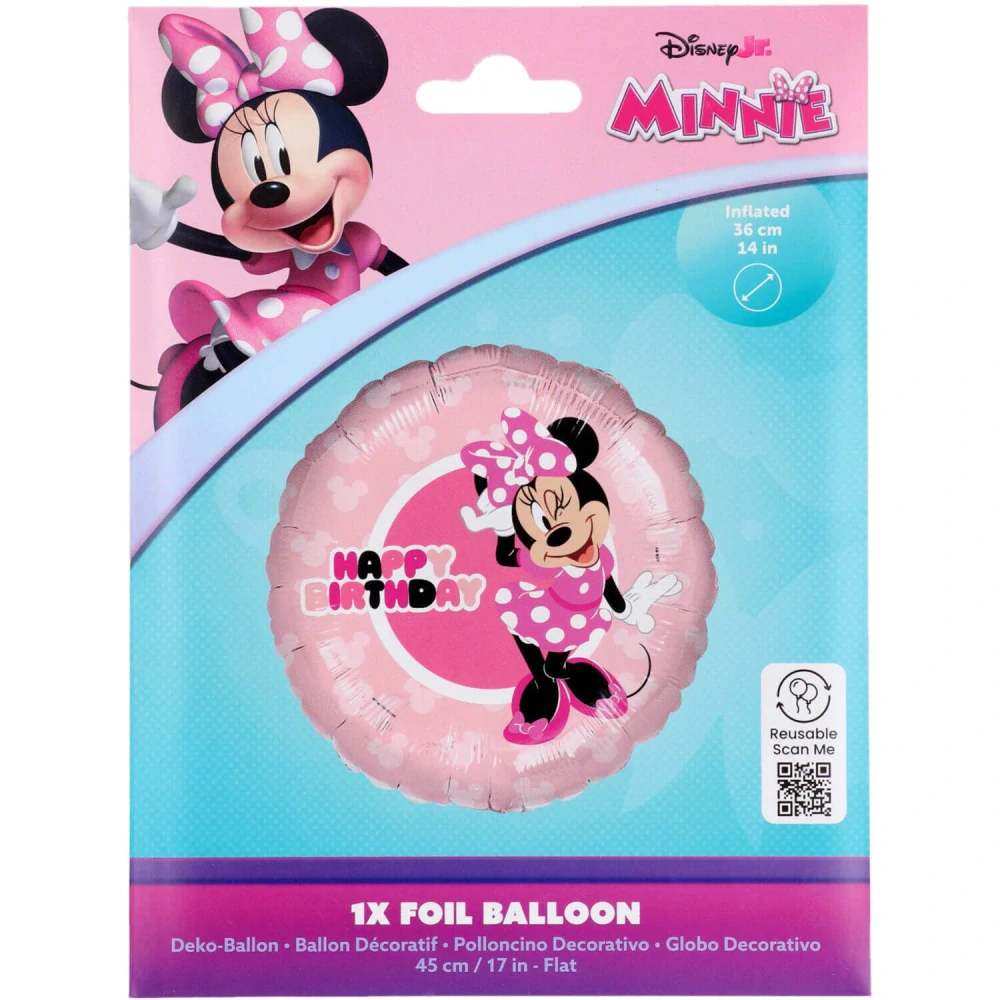 Fóliový balónek Minnie Mouse Happy Birthday kruh 45 cm