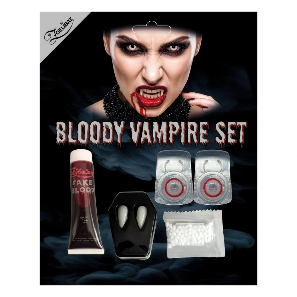 Vampírská sada na líčení Krev zuby a kontaktní čočky