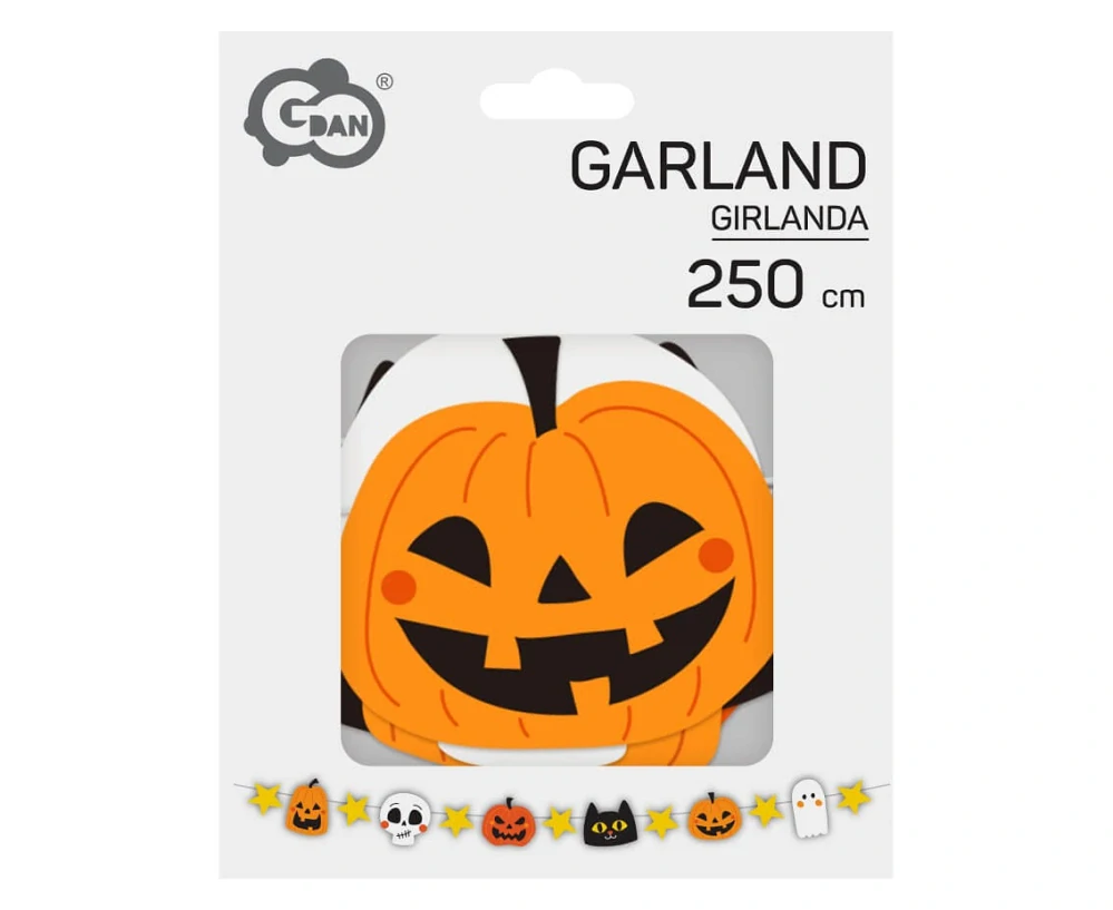 Papírová girlanda Halloween Dýně duchové a lebky 250 cm