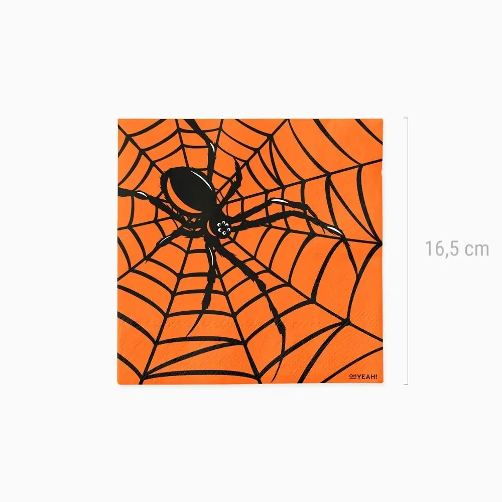 Papírové ubrousky oranžové Halloween Pavouk 30 ks