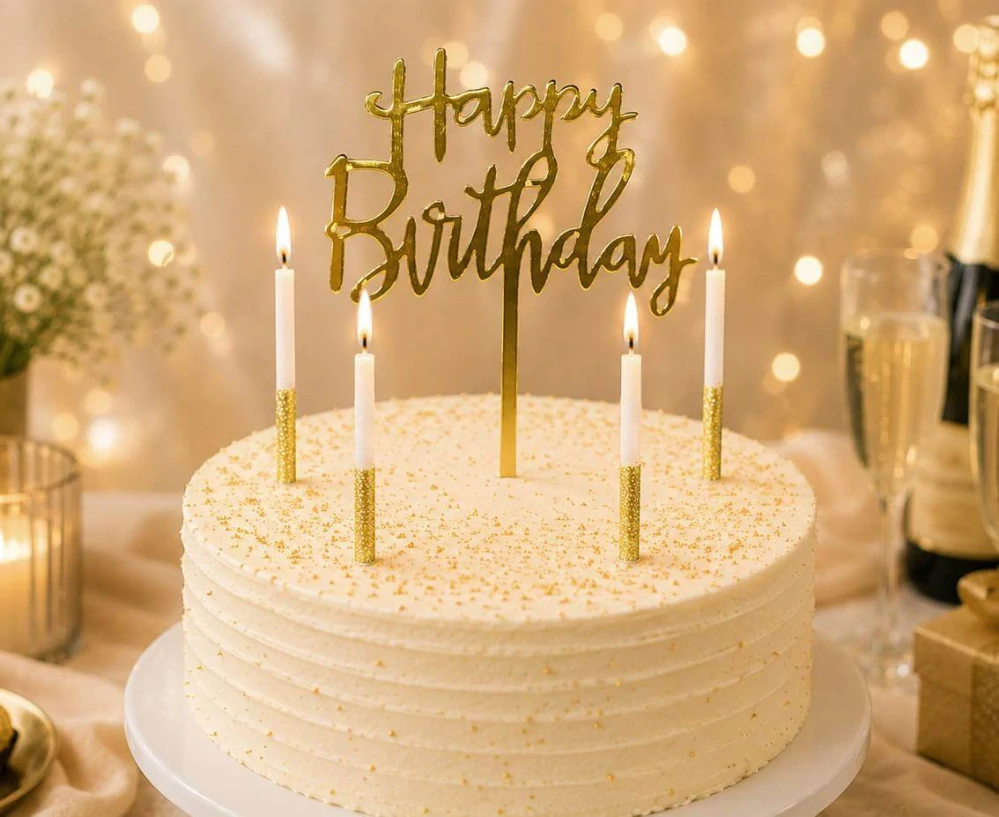 Dekorace na dort Happy Birthday Zápich a svíčky 4 ks