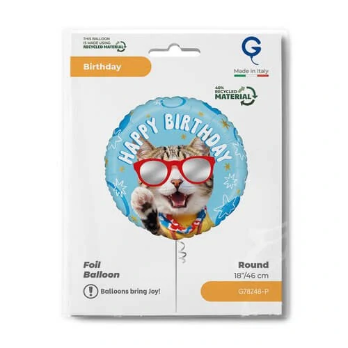 Fóliový balónek Kočka Happy Birthday 45 cm