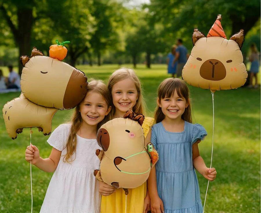 Foliovy balonek kapybara s pomerančem 64 cm