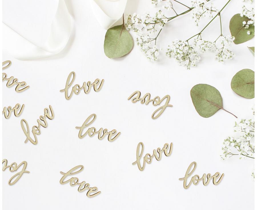 Dřevěné konfety Love 18 ks - 6x3 cm