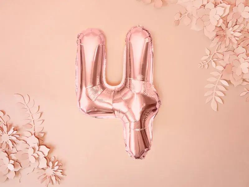 Foliová číslice - rose gold 4 - 35 cm