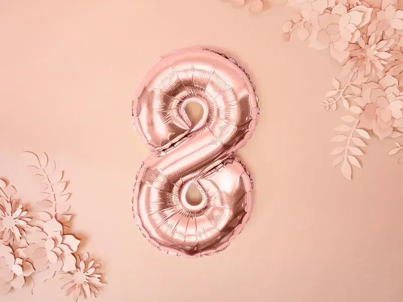 Foliová číslice - rose gold 8 - 35 cm