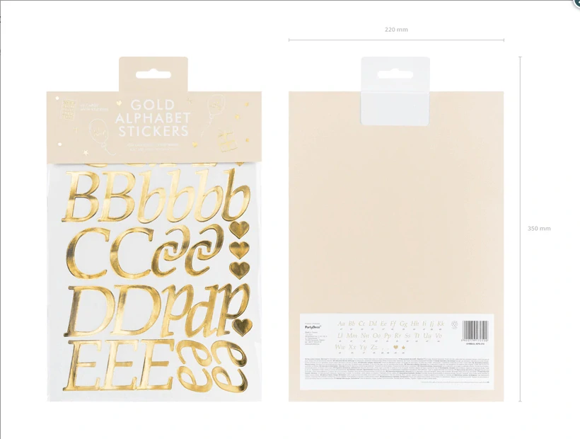 Nalepovací písmena na foliové balonky - zlaté