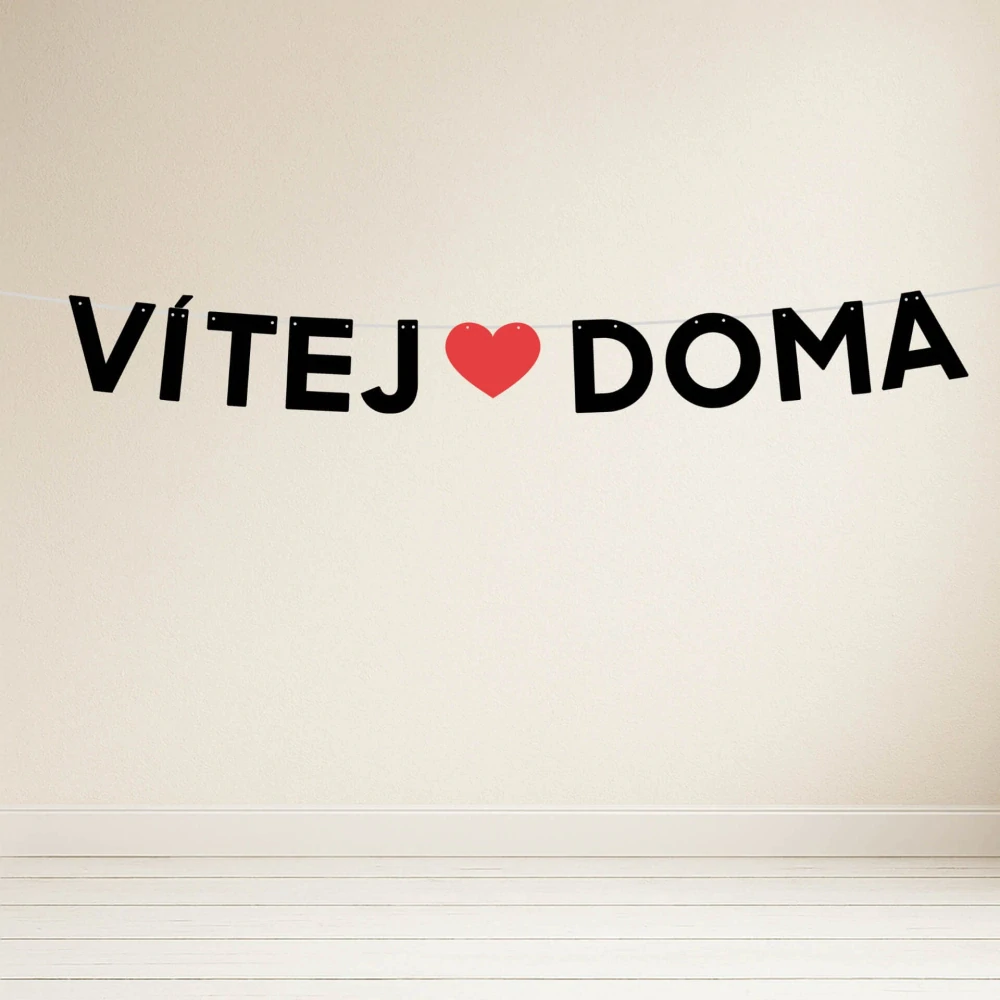 Papírová girlanda nápis Vítej doma / Vítejte doma černý 110 cm
