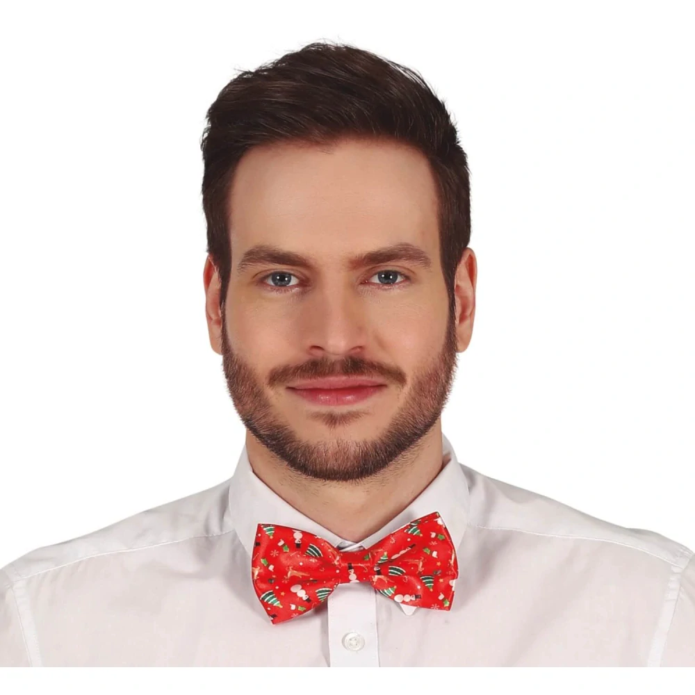 Červený motýlek s vánočními motivy