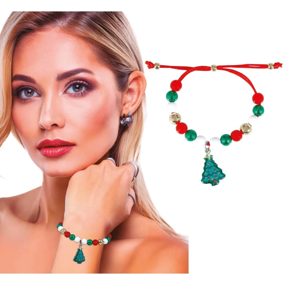 Korálkový náramek s vánočním stromečkem