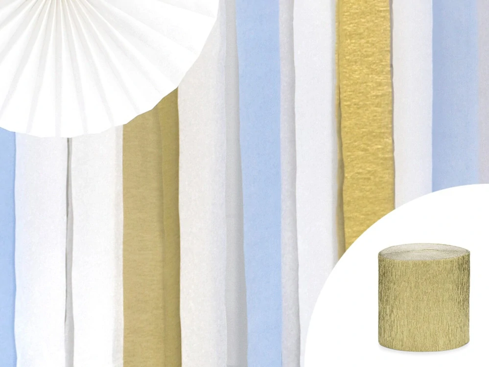 Krepová stuha zlatá 5 cm × 10 m, 4 ks