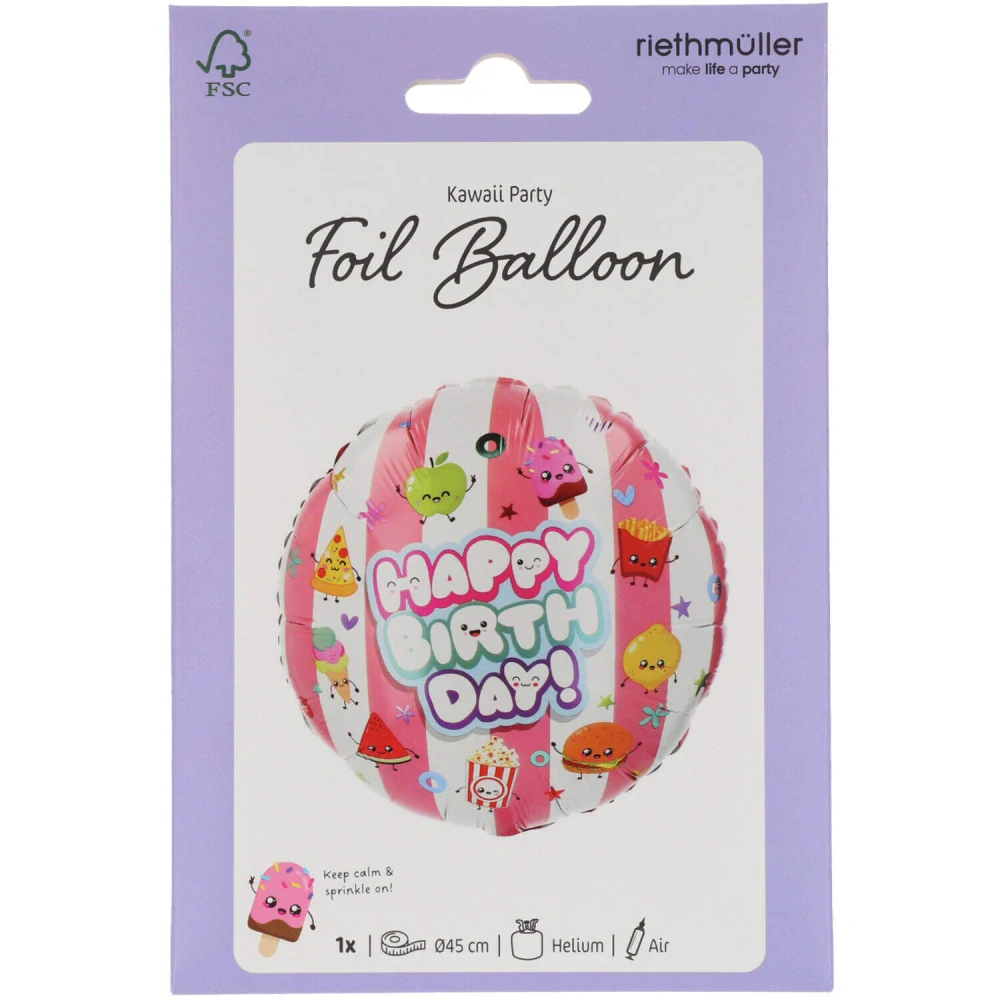 Fóliový balonek Happy Birthday roztomilé jídlo 45 cm