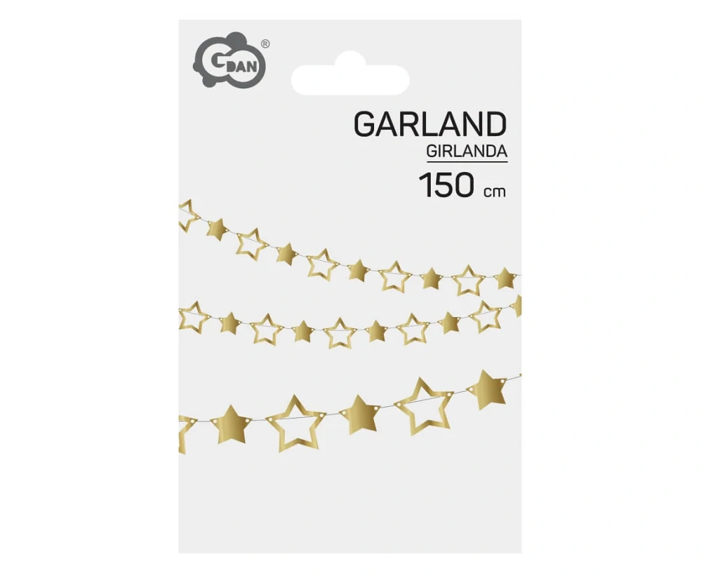 Papírová girlanda Zlaté hvězdy 150 cm