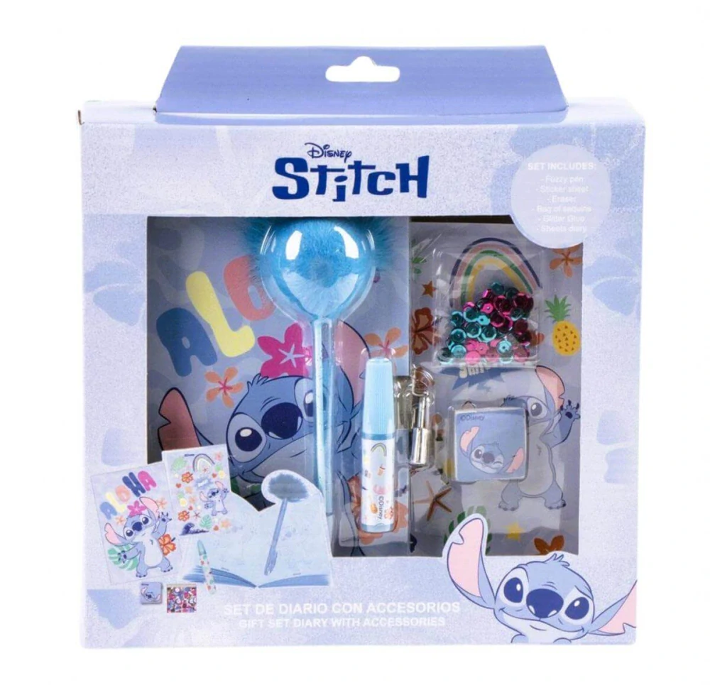 Dárková sada diář s dopňky Stitch