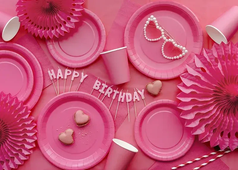 Papírové talíře tmavě růžové 23 cm – 6 ks