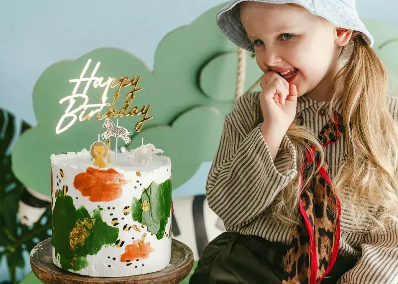 Zápich na dort Happy birthday zlatý