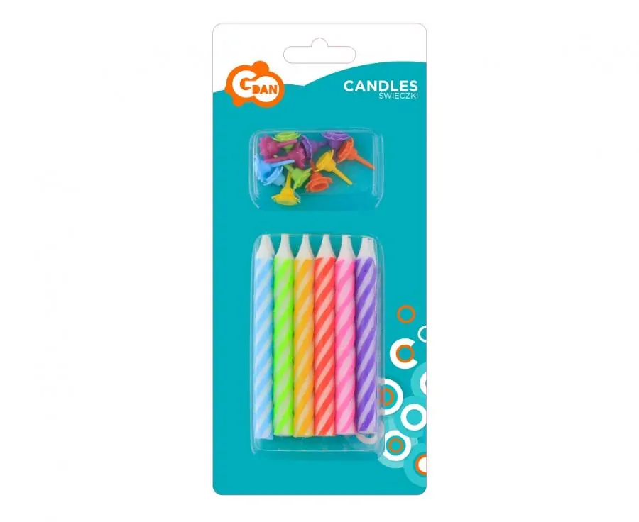 Narozeninové svíčky barevné široké - 12 ks