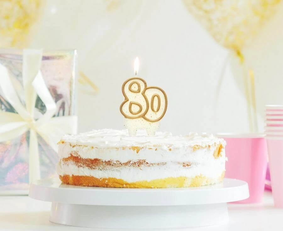 Svíčka narozeninová číslice 80 zlatá