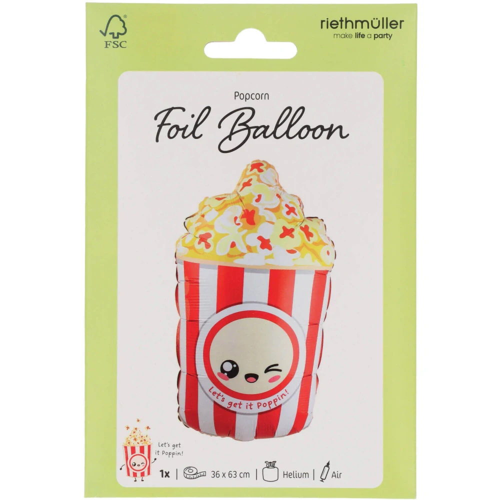 Fóliový balonek roztomilý popcorn 37 x 60 cm