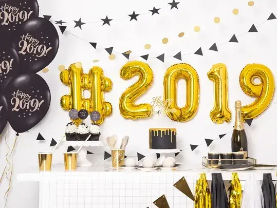 Foliová číslice - zlatá 9 - 35 cm