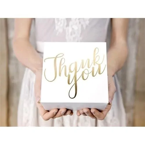 Dárkové svatební krabičky bílé Thank you - 10 ks