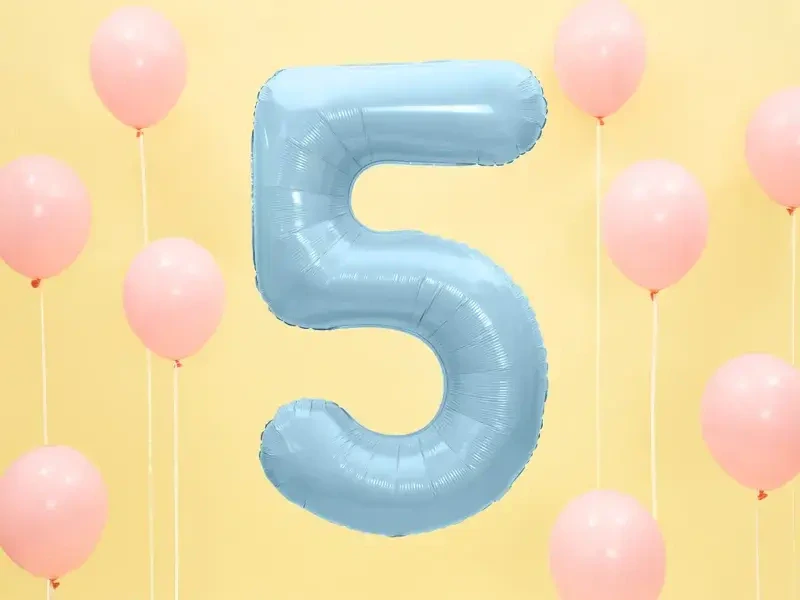 Foliová číslice - modrá 5 - 86 cm