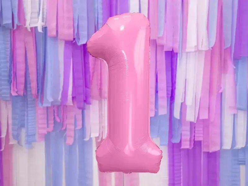 Foliová číslice - růžová 1 - 86 cm