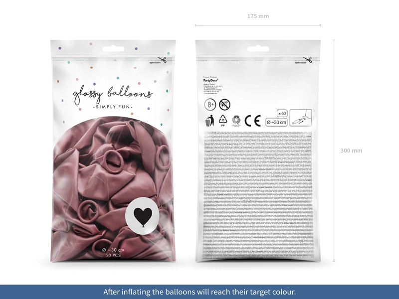 Chromový latexový balonek srdce rose gold 30 cm