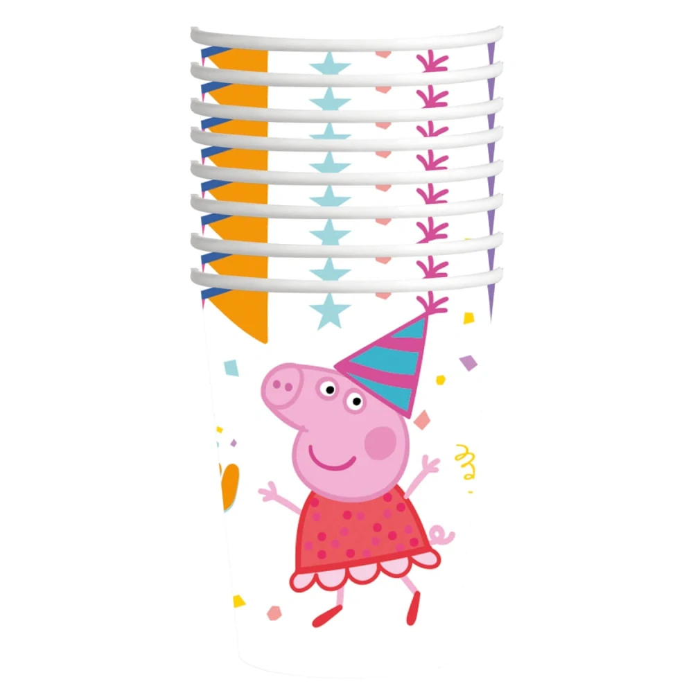 Papírové kelímky prasátko Peppa oslava 8 ks