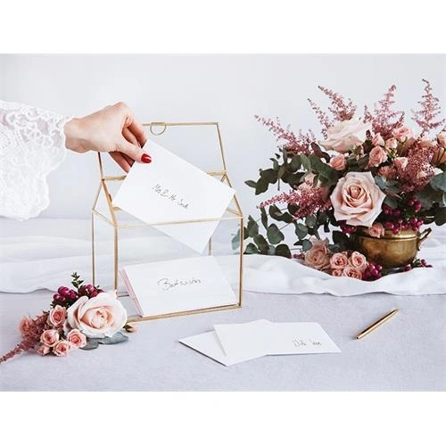 Skleněná zlatá truhlice na přání a dary