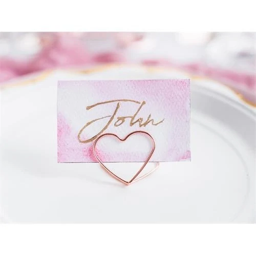 Stojánek na jmenovky srdce rose gold - 10 ks